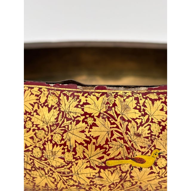 Mid 20th Century Kashmiri Paper Mache Bowl Lined in Brass For Sale - Image 9 of 9