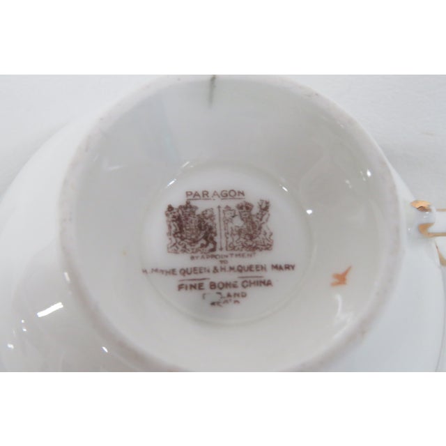 Paragon Teal Blue Floral Bone China Set of Tea Cup and Saucer 4657b For Sale - Image 11 of 11