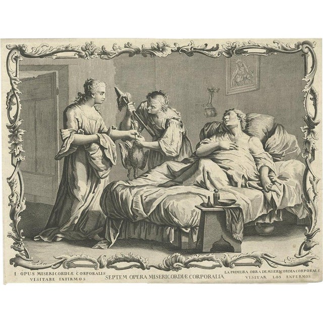 Original People Visiting the Sick, 1760, Print For Sale