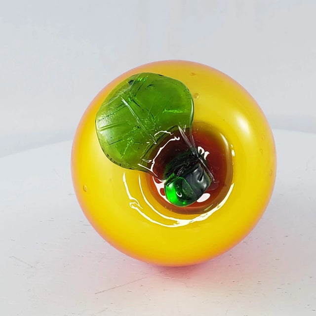 Art Glass Peach Apricot Fruit Fake Faux Home Decor Paper Weight For Sale In Tulsa - Image 6 of 8
