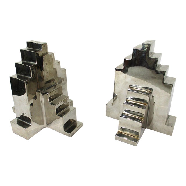 2 Chromed Automotive Industrial Jackstand Bookends For Sale