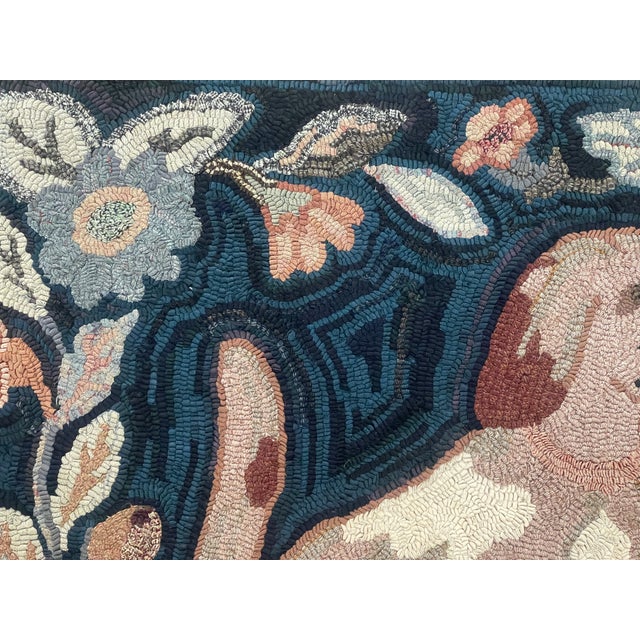 "The Faithful Companion" American Folk Art Hound Pictorial Hooked Rug, 1920s For Sale - Image 9 of 18