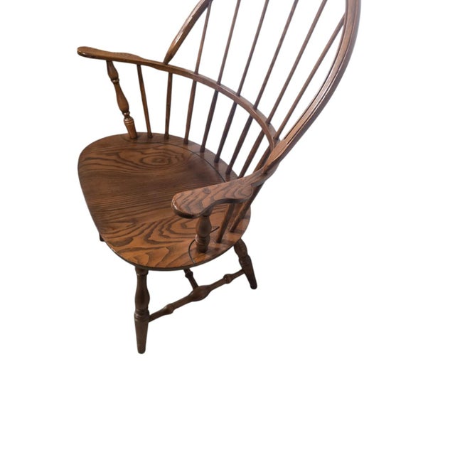 Traditional Vintage Oak Double-Bow Windsor Armchair For Sale - Image 3 of 7