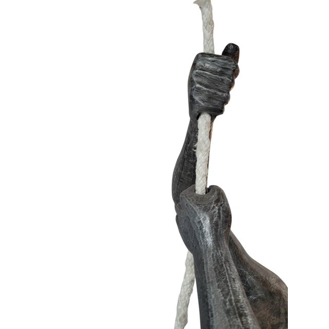 7 Feet Tall Contemporary Cast Aluminum "Climbing Man" Suspended Sculpture For Sale In West Palm - Image 6 of 17