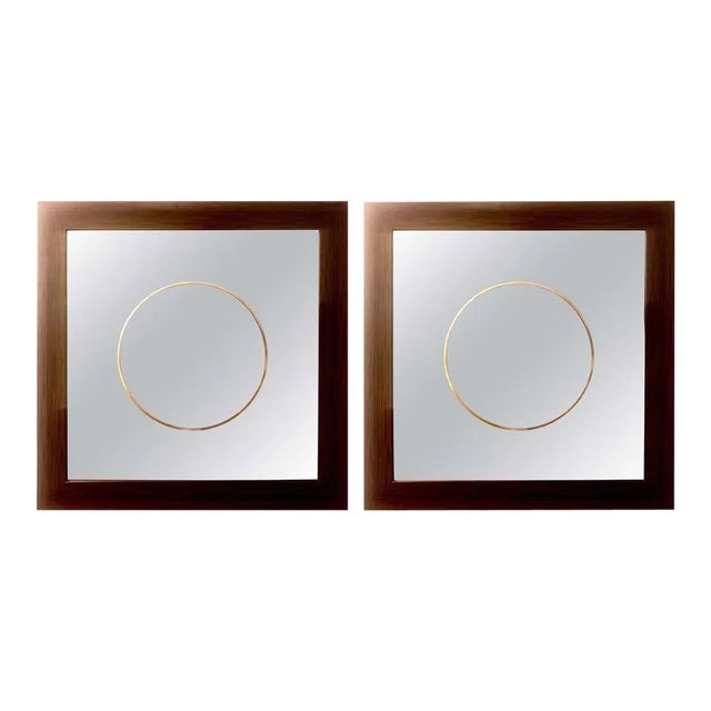 Pair of Square Maccasar Faux Art Deco Style Wall / Console Mirror For Sale