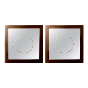 Pair of Square Maccasar Faux Art Deco Style Wall / Console Mirror