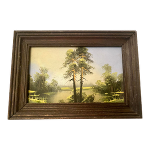 Vintage 1995 Minature Carpathian Mountain Landscape Oil Painting on Board by I. Shevchenko 6 3/4 X 4 3/4"