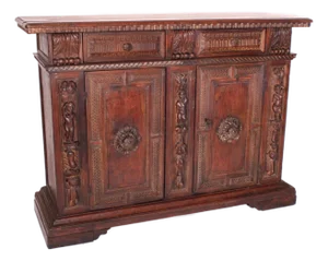 Antique Baroque Style Walnut Credenza