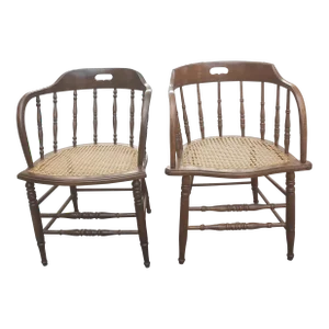 Antique Barrel Back Firehouse Windsor Chair With Cane Seat