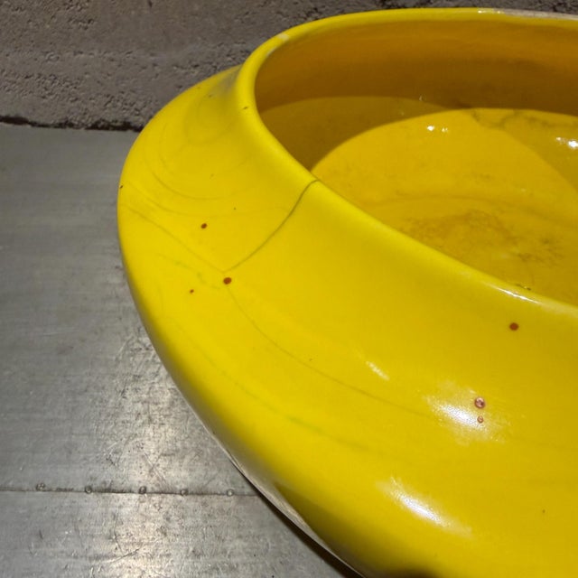 Vintage Mid-Century Modern "Ufo" Style Yellow Ceramic Bowl Planter For Sale - Image 10 of 14