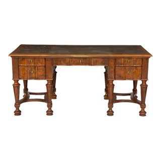 Late 19th Century William and Mary Style Burl Walnut Veneer Writing Desk For Sale