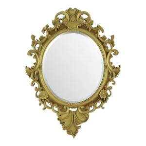 Vintage Italian Regency Carved Gold Gilt Oval Wall Mirror