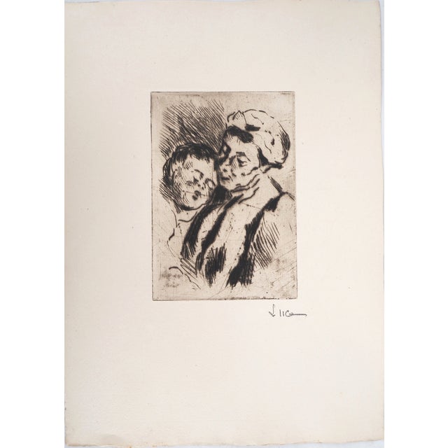 Maximilien Luce, Tenderness Between the Grandmother and the Child, Original Etching For Sale