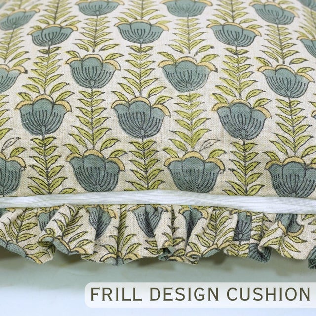 Decorative Frill Cushion Cover Soft Fabric Ruffle Pillow for Home Décor- 24x24 Lotus For Sale - Image 4 of 6