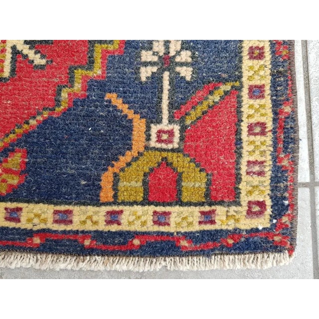 1950s Burgundy and Navy Blue Rug For Sale - Image 9 of 10