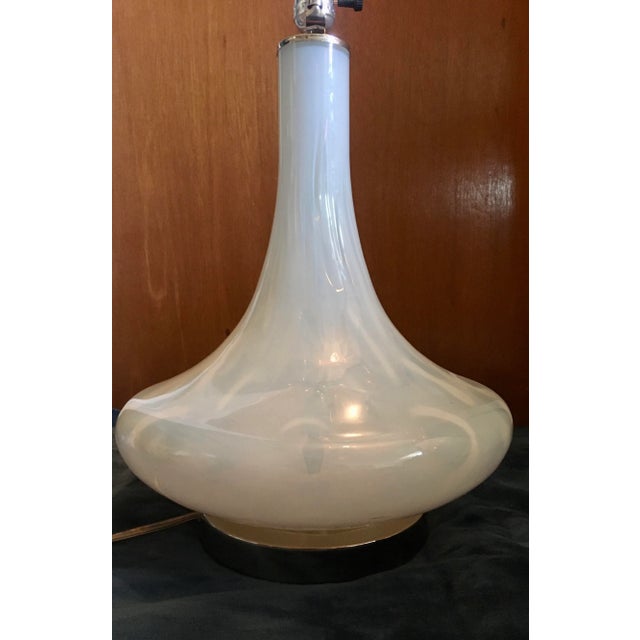 Late 20th Century White & Silver Glass Table Lamp For Sale - Image 4 of 10