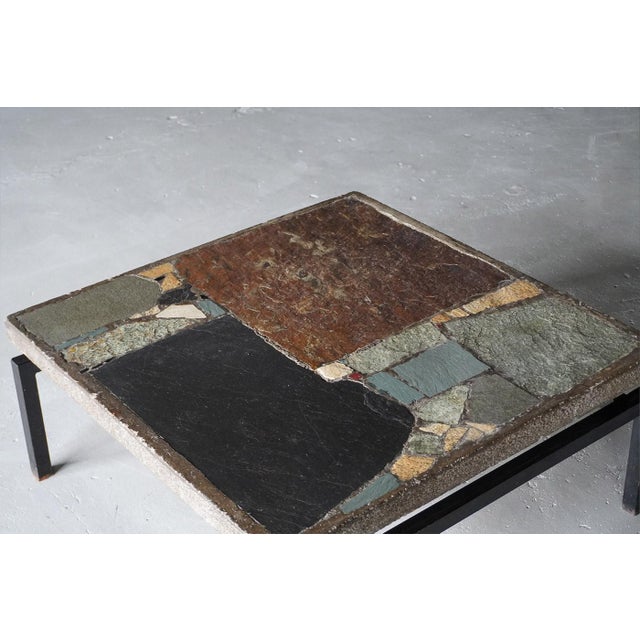 Early Paul Kingma Square Slate Coffee Table, Netherlands, 1960s, in Good conditions. Designed 1960 to 1969 This piece has...