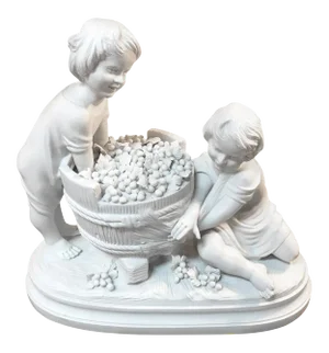 Parian Porcelain Sculpture of Children Making Wine