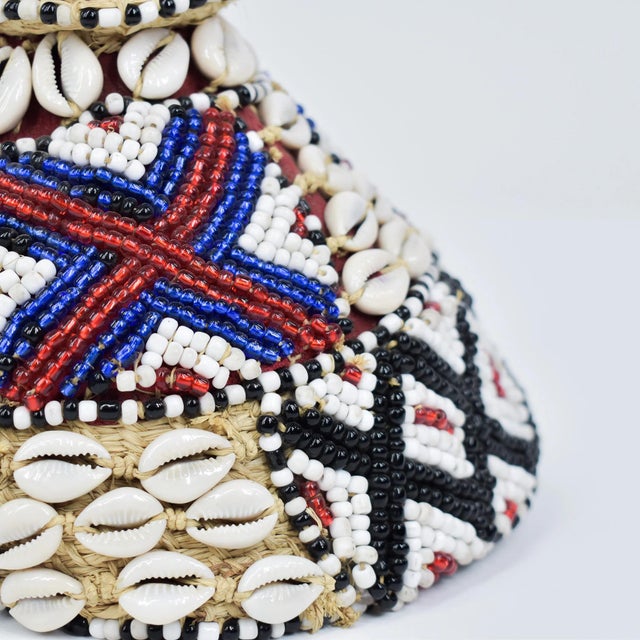 Early 20th Century Early 20th Century Kuba Beaded Noble's Hat with Cowrie Shells For Sale - Image 5 of 11