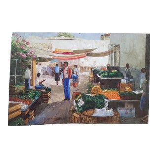 Mid Century Latino Mexico Market Painting For Sale
