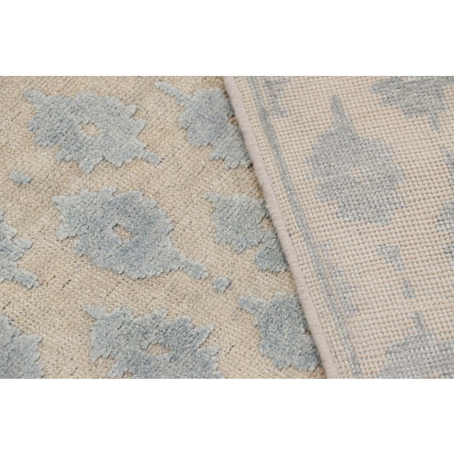 Textile Rug & Kilim’s Modern Block Print Rug in White with Blue Floral Patterns - 12x15 For Sale - Image 7 of 7
