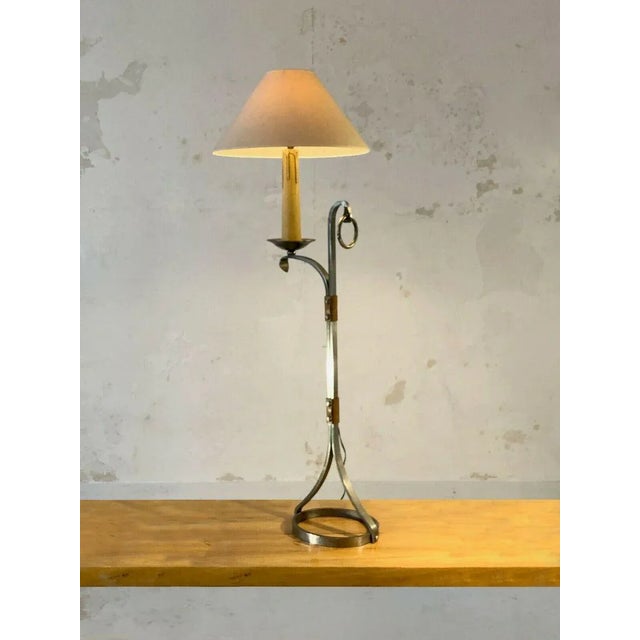A small but solid floor lamp or reading light, Rustic-Modern Art People, Brutalist, Shabby-Chic, structure solid hammered...