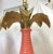 Orange Vintage Goldtone and Coral Grand Palm Tree Lamps- a Pair For Sale - Image 8 of 12
