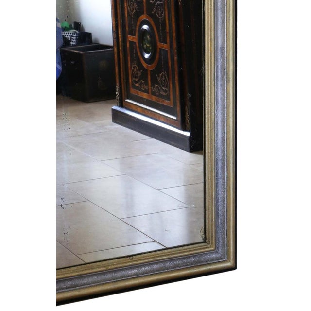 Large 19th Century Ebonised Silver and Gilt Floor Wall Overmantle Mirror, 1890s For Sale - Image 4 of 7
