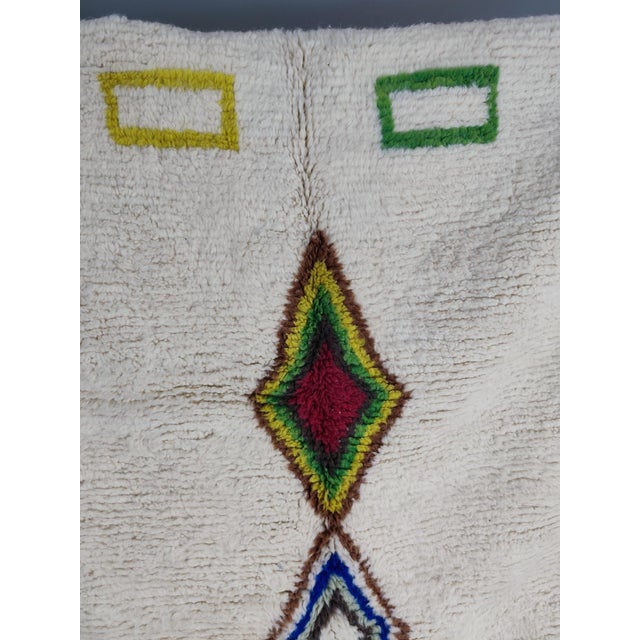 Azilal Ivory Multicolor Wool Moroccan Area Rug For Sale - Image 10 of 11