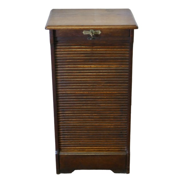 Art Deco Tambour Fronted Oak Filing Cabinet, 1890s For Sale