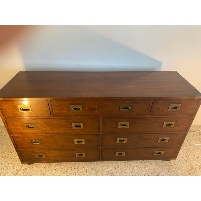 Henredon Brass Hardware Campaign Dresser Chairish