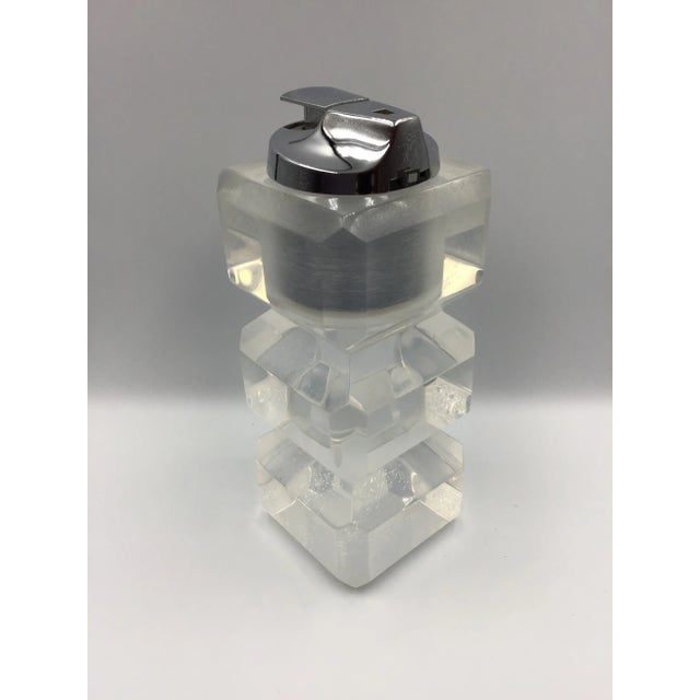 Vintage Lucite Stacked Cube Astrolite by Ritts Table Lighter West Germany For Sale - Image 9 of 9