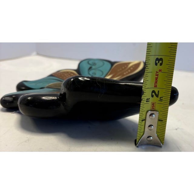 Hand-Painted Folk Art Butterfly Wall Sculpture in Turquoise and Earth Tone For Sale - Image 4 of 6