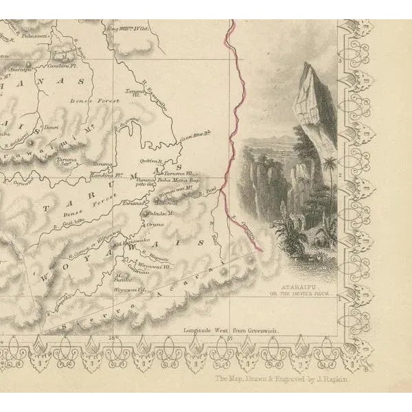 Tallis Map of British Guiana with Colonial Vignettes and Other Landmarks, 1851 For Sale - Image 4 of 6