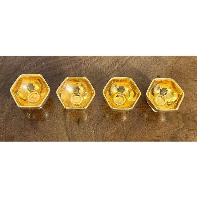 Antique Early 20th Century German Gold Porcelain Salt Cellars - Set of 4 For Sale In New York - Image 6 of 10