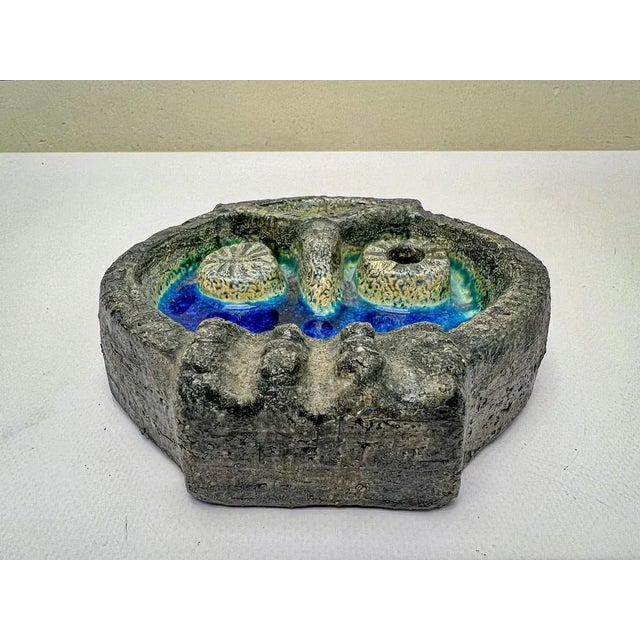 1970s Vintage Norwegian Crackled Enamel and Ceramic Owl Wall Sculpture, 1970s For Sale - Image 5 of 11