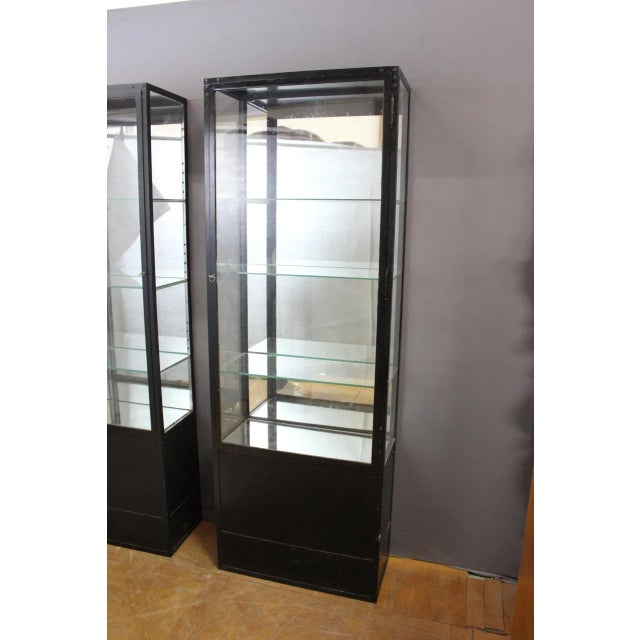 Black Lacquered Iron Display Cabinets, 1930s, Set of 2 For Sale - Image 14 of 15