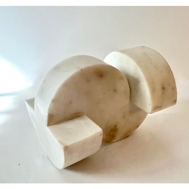 Mid 20th Century Geometric Italian Organic Carrara Marble Sculpture or Bookend For Sale - Image 5 of 6