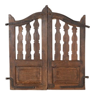Vintage Indian Teakwood Garden Gate or “Dog Door” For Sale