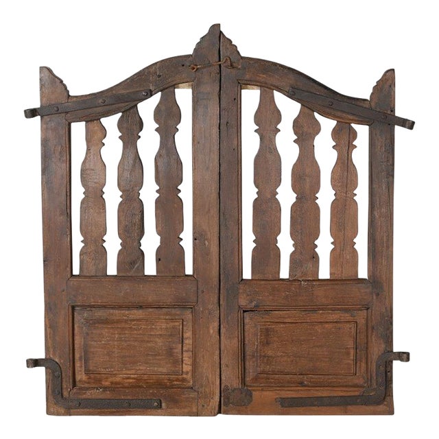 Vintage Indian Teakwood Garden Gate or “Dog Door” For Sale