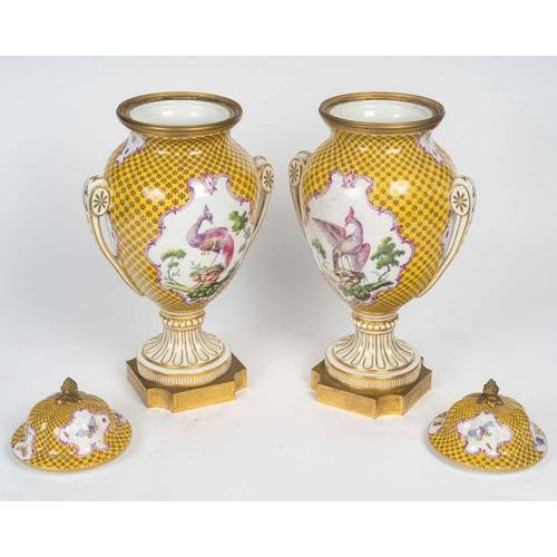 Louis XVI Style Porcelain and Gilded Bronze Covered Vases, Set of 2 For Sale - Image 10 of 12