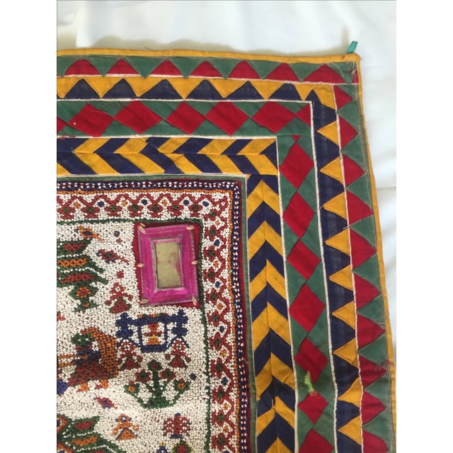 Vintage Beaded Indian Peacock Tribal Wall Hanging For Sale In Los Angeles - Image 6 of 7