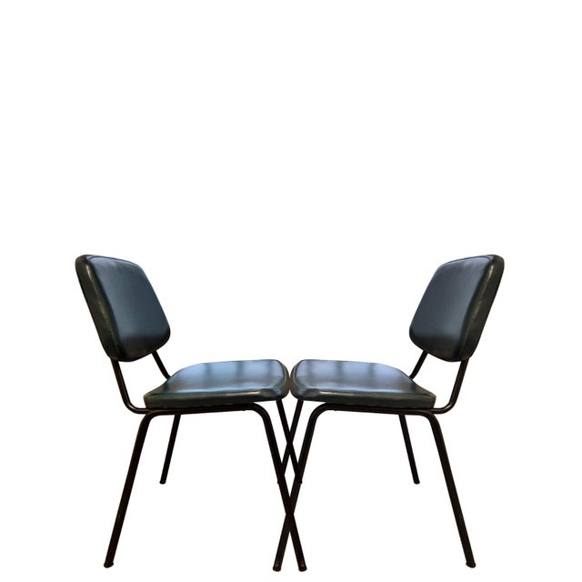 Italian Industrial Chairs in Metal and Green Vinyl, 1950s, Set of 2 For Sale - Image 6 of 14