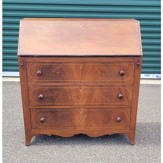 American Circa 1850 American Federal Fall Front DRSK For Sale - Image 3 of 18