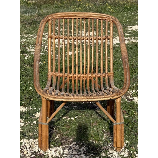 Vintage French Rattan Armchairs, 1960s, Set of 3 For Sale - Image 9 of 12