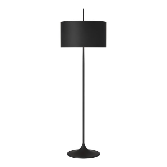 Barbara Barry by Visual Comfort Signature Spinet 62" Floor Lamp in Matte Black with Black Shade For Sale
