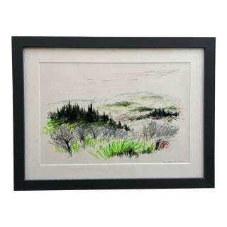 Original Artwork on Paper in Fine Gallery-Style Presentation, Tuscany, 1982, American Listed Artist, Framed For Sale