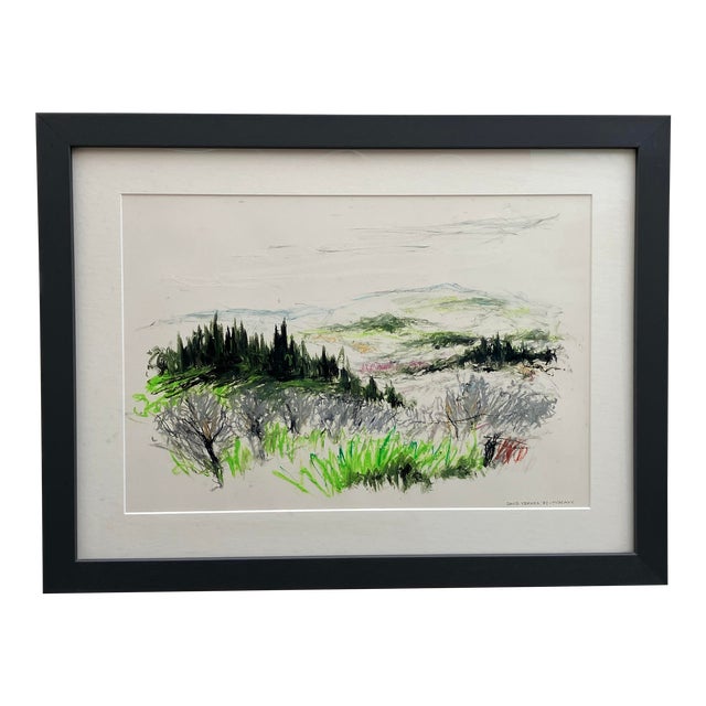 Original Artwork on Paper in Fine Gallery-Style Presentation, Tuscany, 1982, American Listed Artist, Framed For Sale