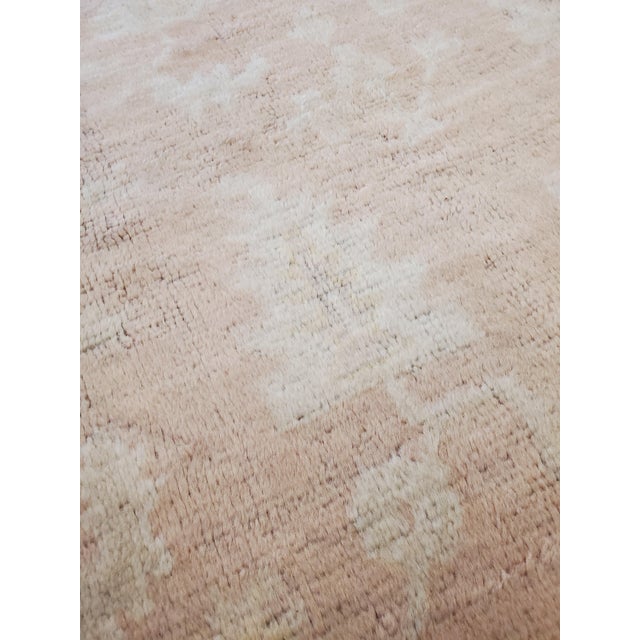 Antique Turkish Angora Oushak Carpet, Handmade Oriental Rug Shrimp, Pink, Ivory For Sale - Image 13 of 18