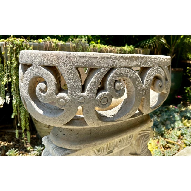 Mid 20th Century Vintage Italian Large Oval Gray Cast Stone Decorative Planter For Sale - Image 5 of 12